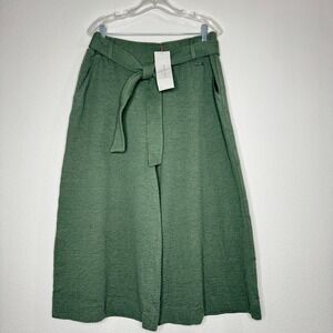 SWEATY BETTY NWT Enso Culottes LG Olive Green Wide Leg Slouchy Belted Cropped